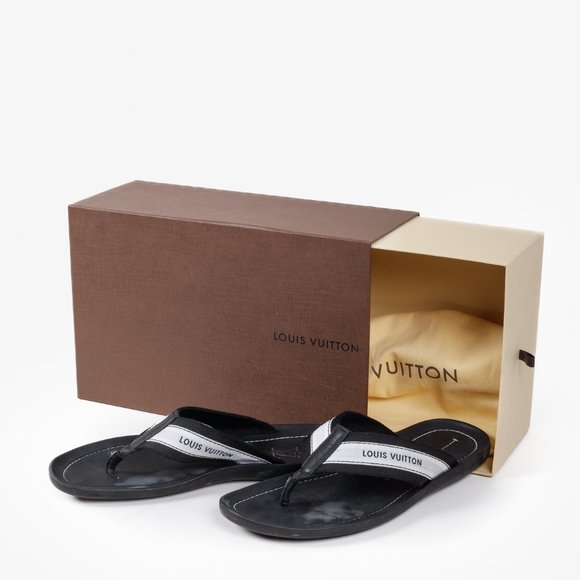 Louis Vuitton Black and White Canvas Flip Flops - Picture 11 of 11